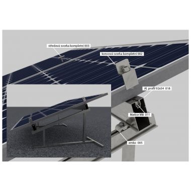 Nosná konstrukce FV panelu – rovná střecha – RST30
