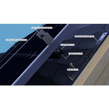 Nosná konstrukce FV panelu – šikmá střecha – šindel